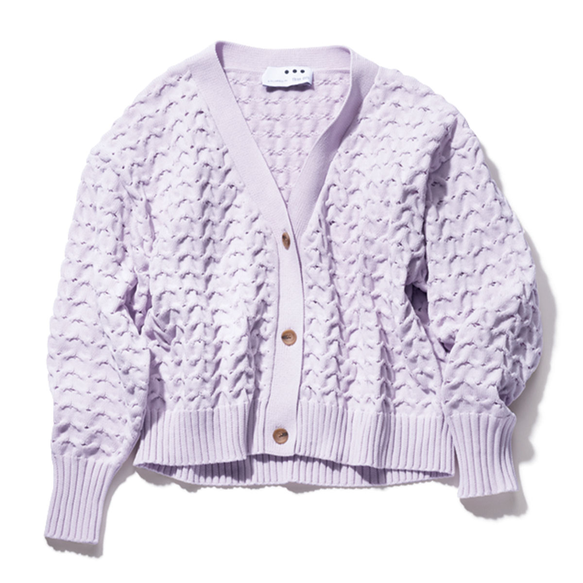 スリードッツのパープルのカーディガン