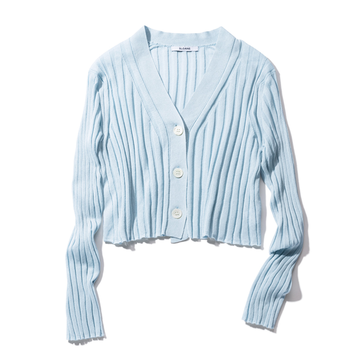 スローンのブルーのリブカーディガン