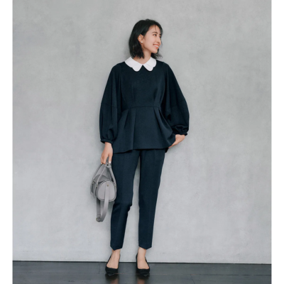 卒入園【ハレの日】に白襟ブラウス×パンツのセットアップで優しげに！