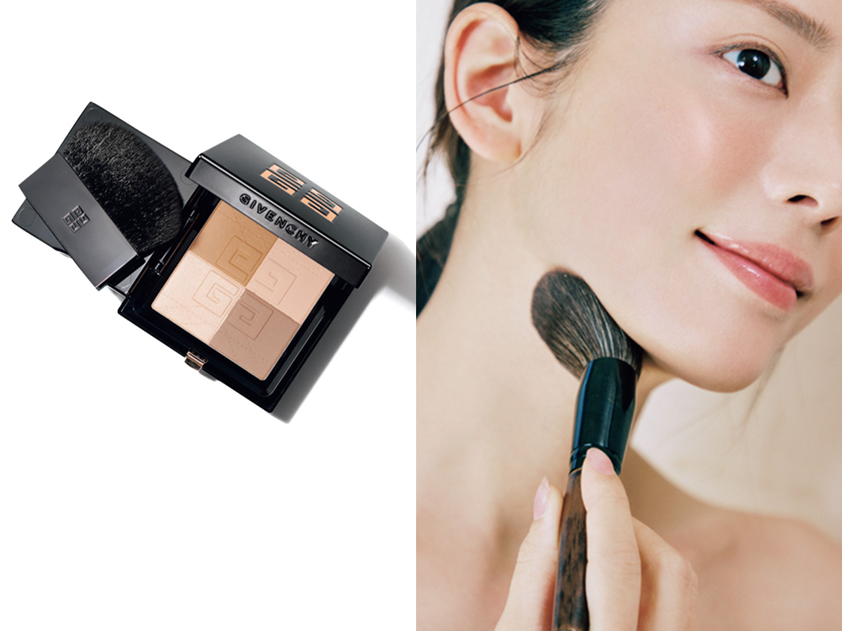 ジバンシイのプリズム・リーブル・ブロンザーパウダー 001を塗る様子