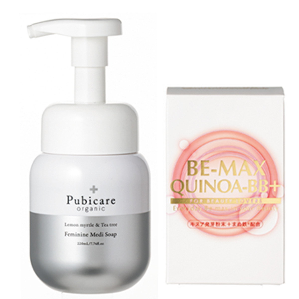 フェミニン メディ ソープ レモンマートル＆ティーツリー とBE-MAX QUINOA-BB+