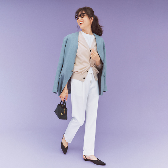 [THREE SQUARE]美脚ストレッチパンツ