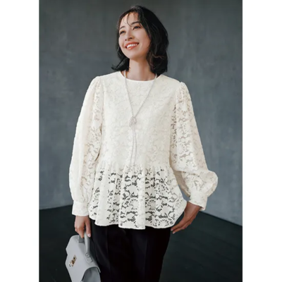 【卒入園】レースでハレの日ムードに！黒パンツに合わせるだけ