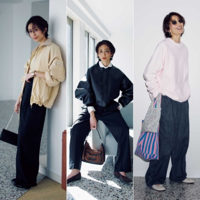「黒パンツ」頼みの毎日に！シルエット＆素材で見違える【春っぽコーデ】8選