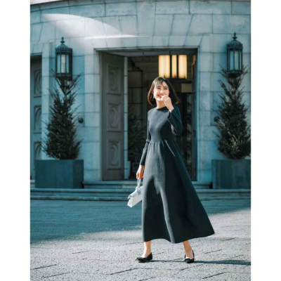 ハレの日ママは【フレアワンピ】で品良く華やぐ！ニット素材で長時間も快適に