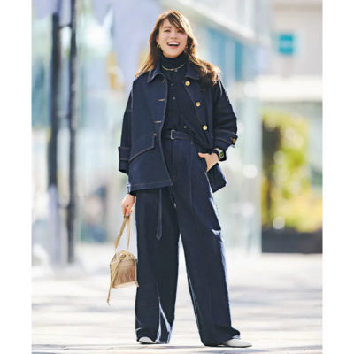 春気分の【デニムジャケット】は濃紺ワントーンでキレイ見え！