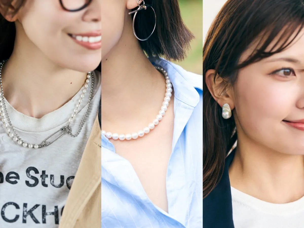 デニムは【パールアクセ】で脱カジュアル！おしゃれママたちの華やか 