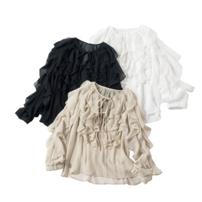 【夏まで着回し】気になる上半身をカバー！1枚で華やぐ『フリルシアーブラウス』