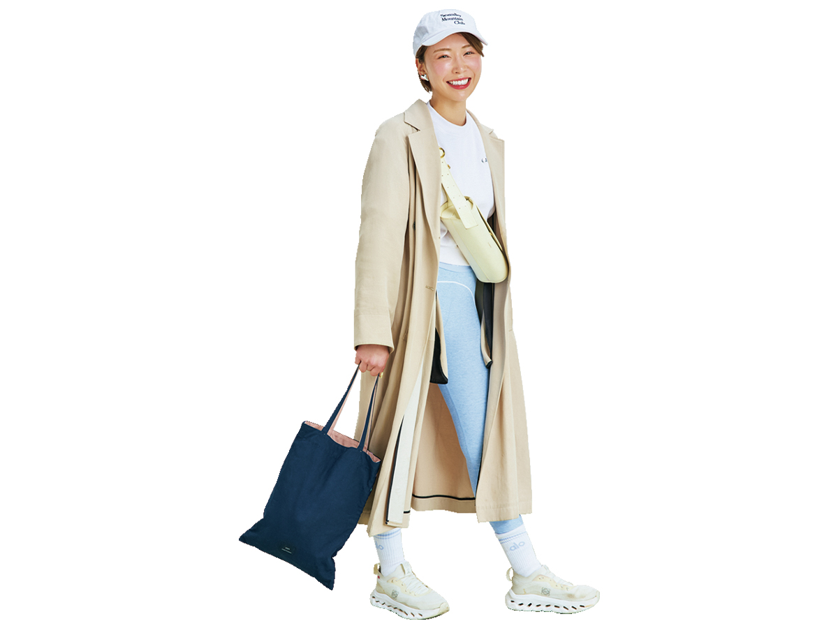 ジムコーデにVERY×yoriトートを持ったママ