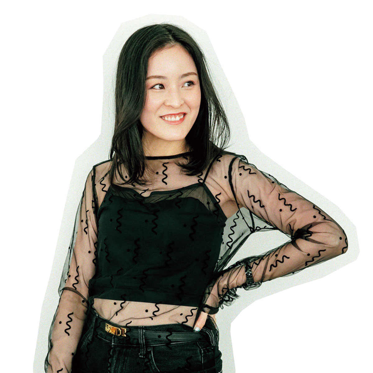 スクーのシアー クロップ ブラを着たカット