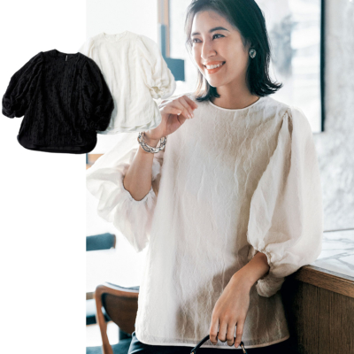 1枚で着映えて上半身すっきり！秋まで使える『シアージャガードブラウス』