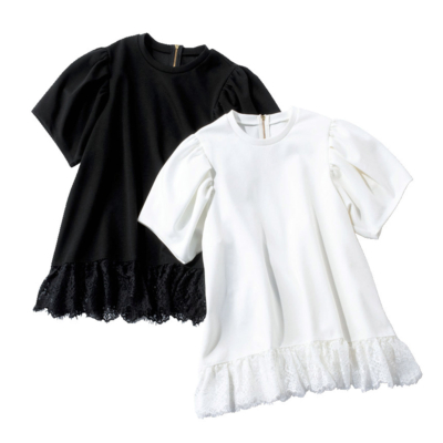 お腹周りを隠して垢抜ける！Tシャツ1枚でも怖くない『裾レースT』