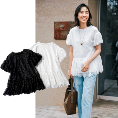 デニムの日も垢抜ける！Tシャツ以上ブラウス未満の【上品レースT】