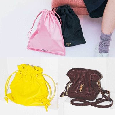 【プラダ、ミュウミュウetc.】巾着ブーム到来！デイリー使いの「ポーチバッグ」最前線