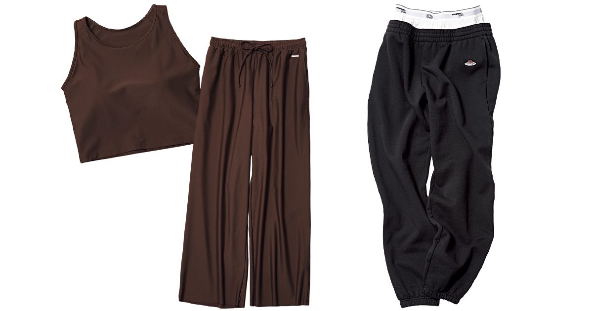 ひとクセありなラッシュガードとスウェットパンツ