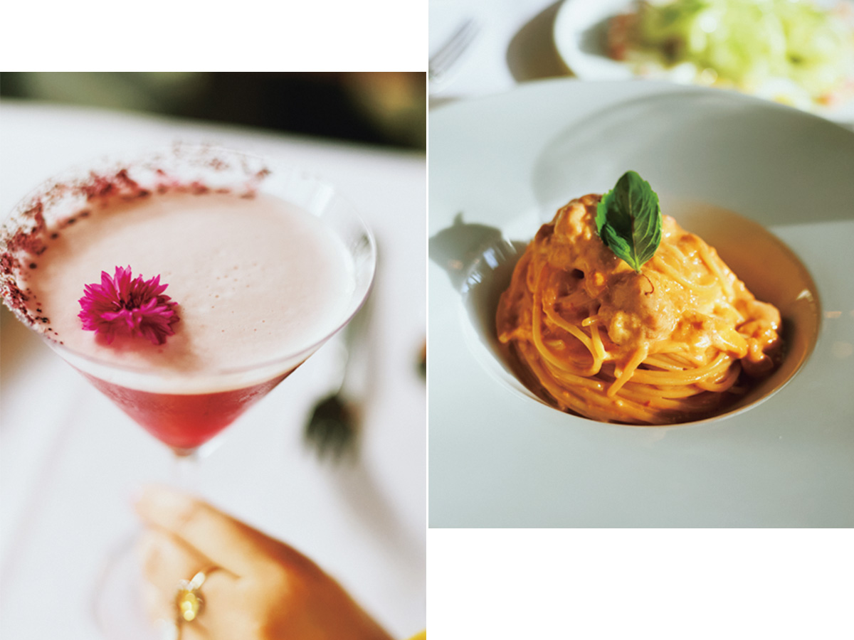 アランチーノのカクテルと名物ウニパスタ