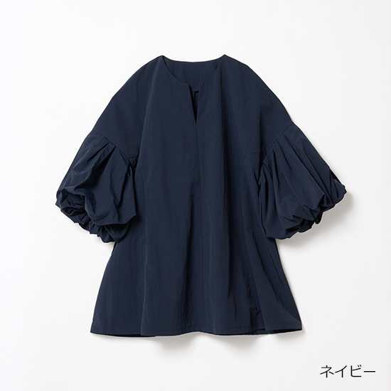 [THREE SQUARE]バルーンスリーブタフタブラウス