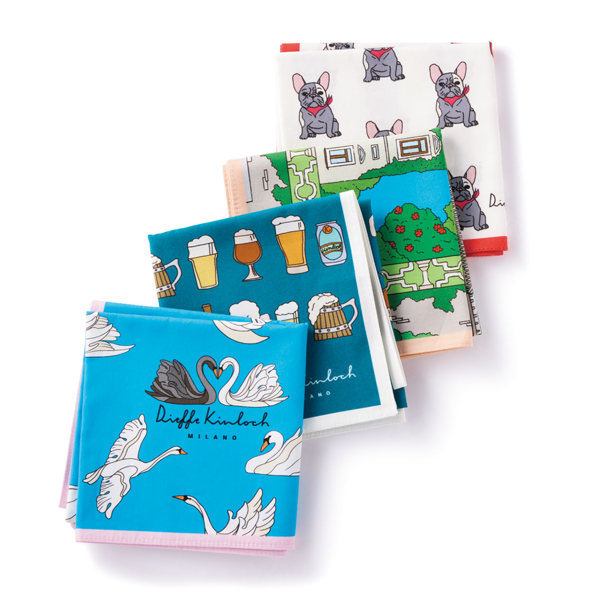 ディエッフェキンロックの可愛い柄とカラーのハンカチ