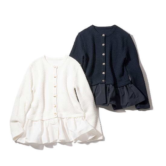 [THREE SQUARE]ペプラムニットカーディガン