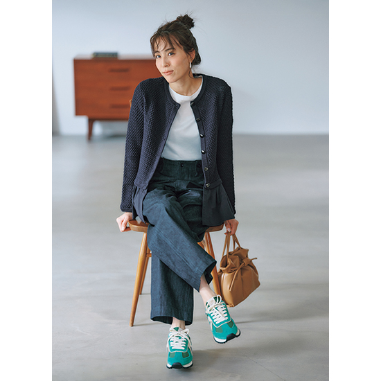 [THREE SQUARE]ペプラムニットカーディガン