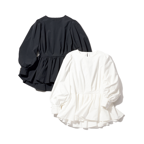 [THREE SQUARE]ペプラムタックブラウス