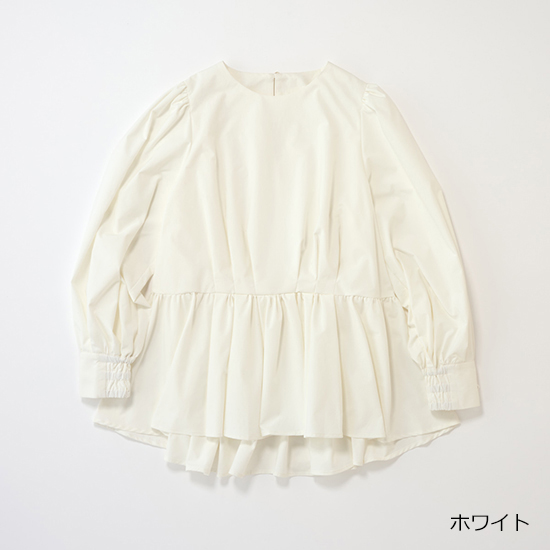 [THREE SQUARE]ペプラムタックブラウス