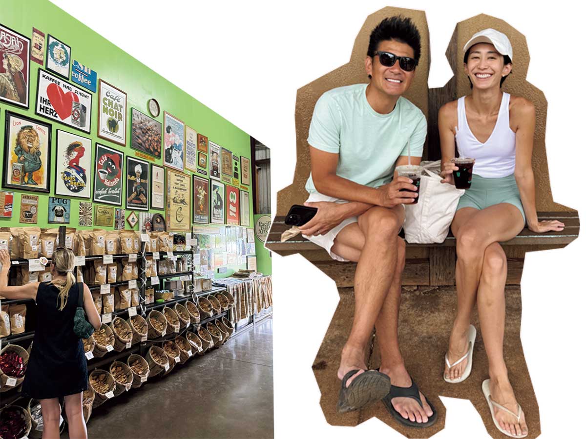ノースショアの「Green World Coffee Farm」でコーヒーを飲む神山まりあさん夫妻