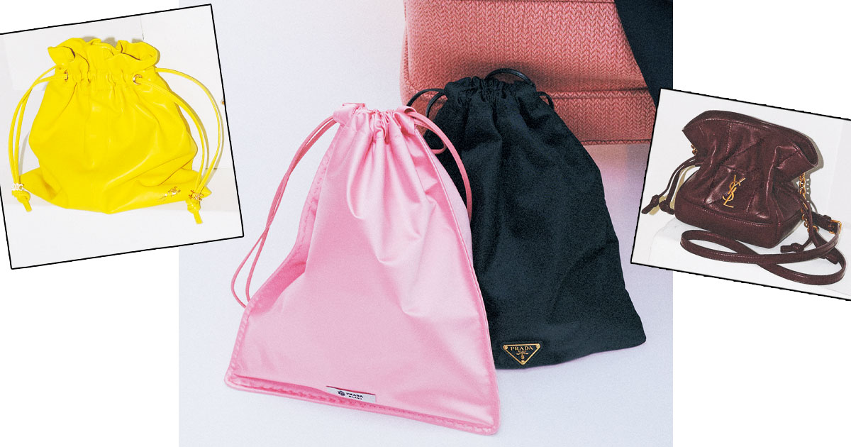 セリーヌとプラダとサンローランの巾着型バッグ