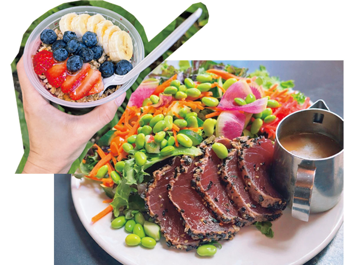 ハワイのアサイーボールとヒルトンホテル内のレストランの食事