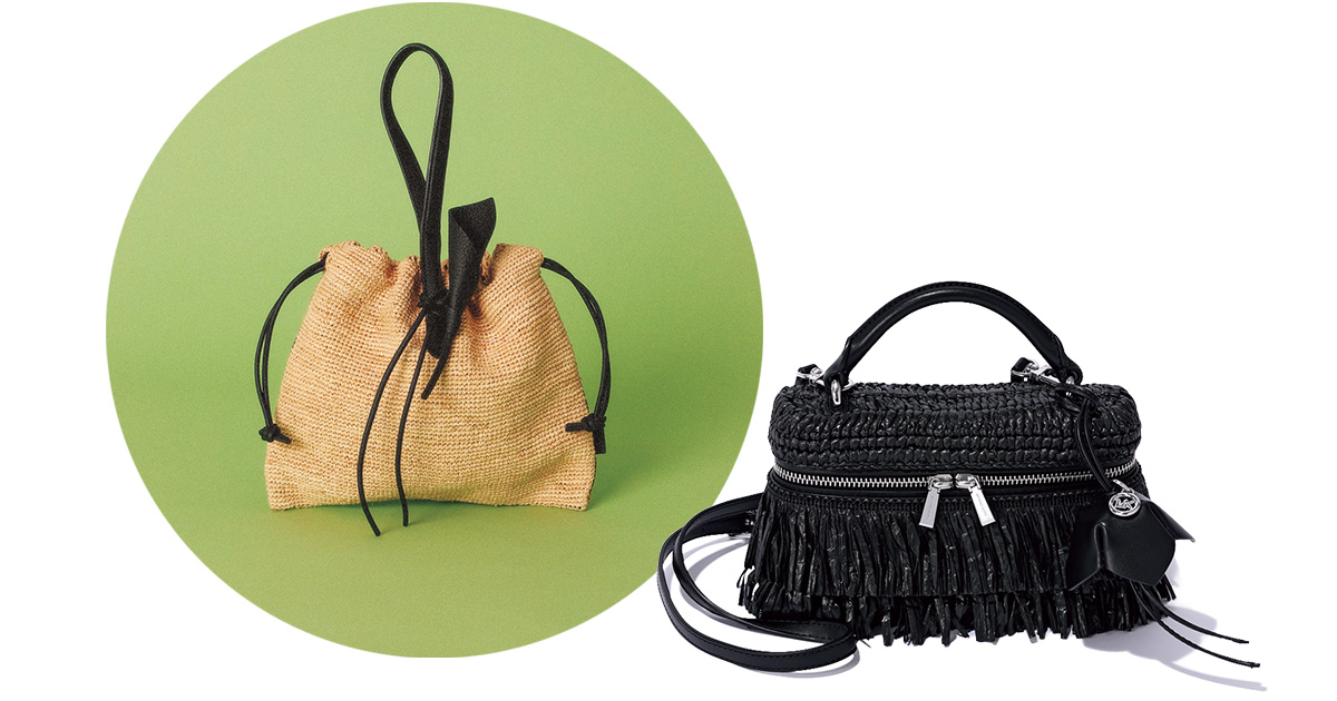 ヴァジックとマイケルコースのラフィアバッグ