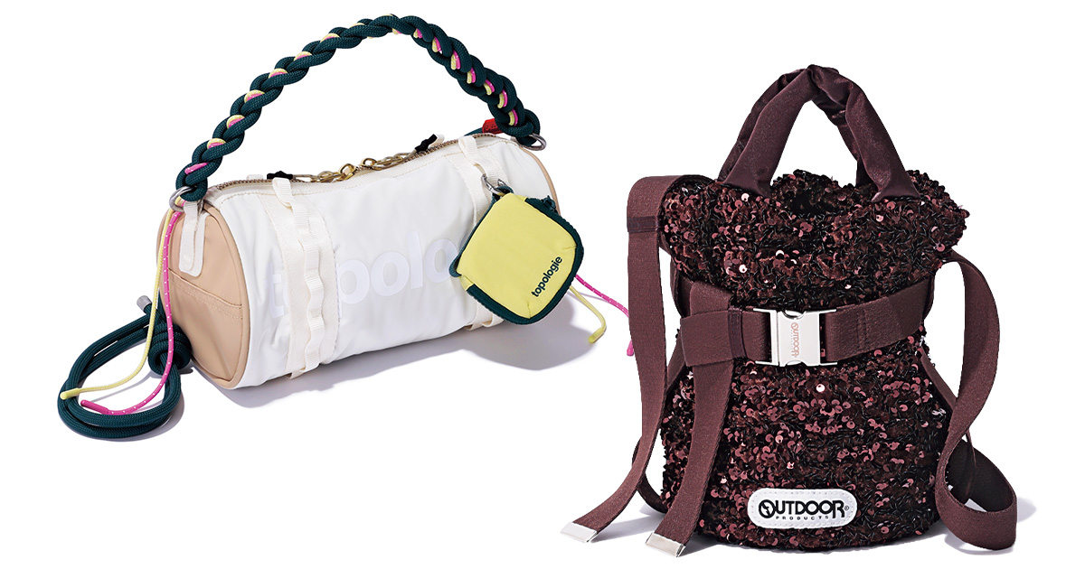 トポロジーのロープストラップのバッグとアウトドアプロダクツのスパンコールバッグ