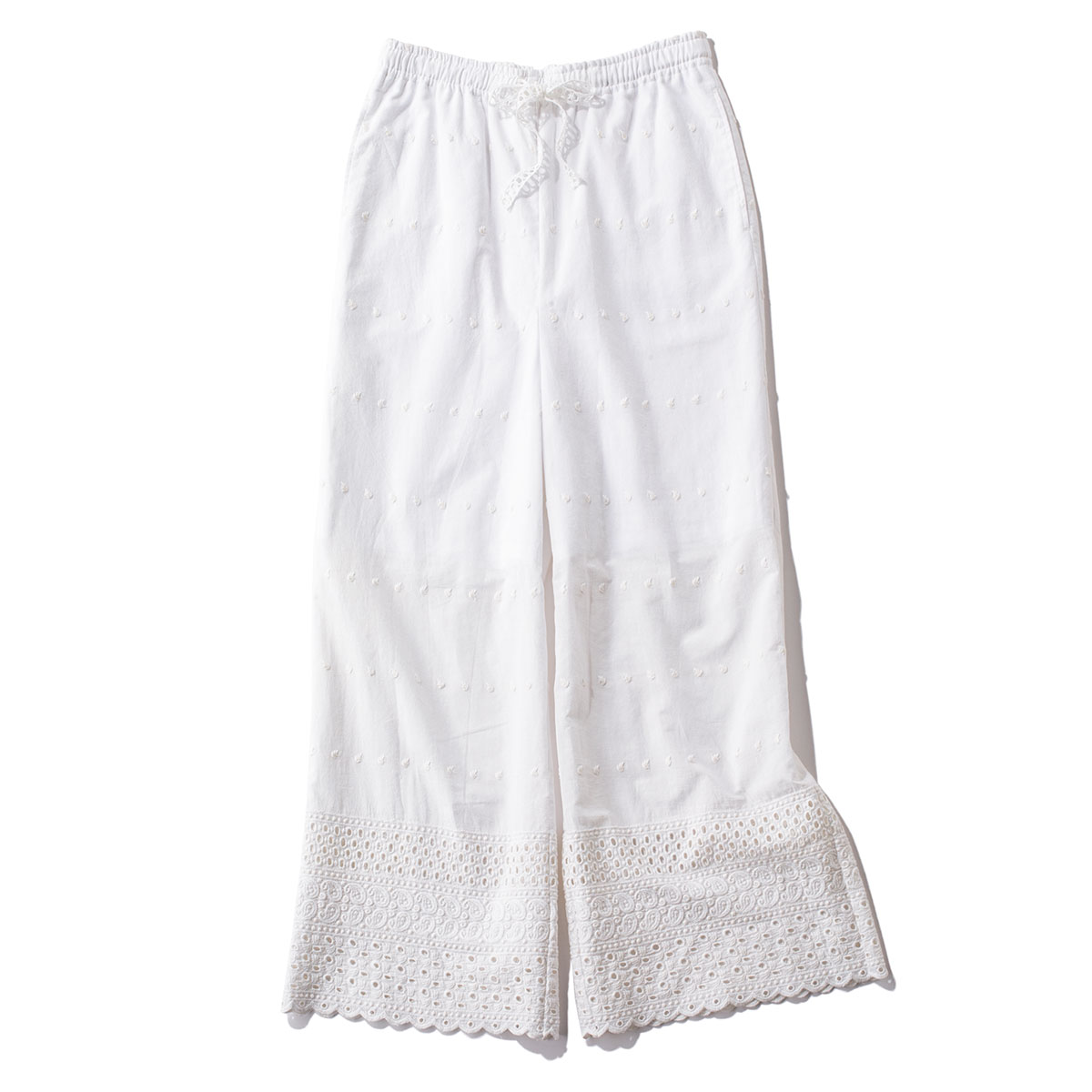 エスのレース刺繍の白パンツ