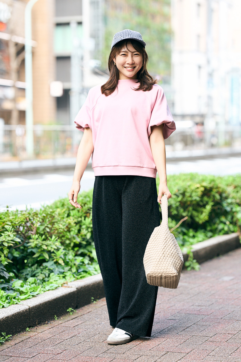 クラウドチームVERY竹内菜摘の[ALEGRE]ボリュームスリーブスウェットTシャツコーデ