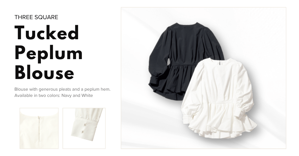 [THREE SQUARE]ペプラムタックブラウス