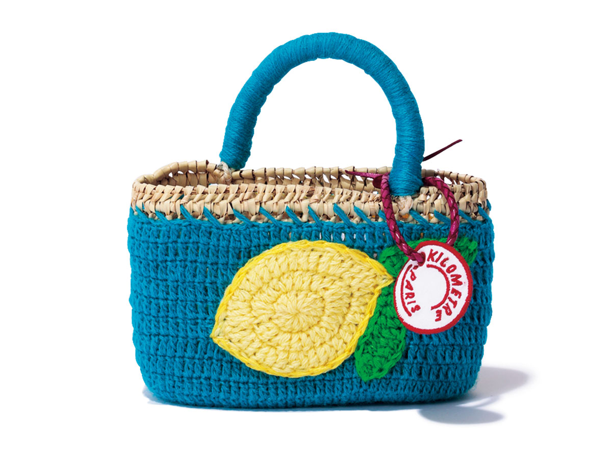 キロメートル パリのレモン刺繍が入ったカゴバッグ