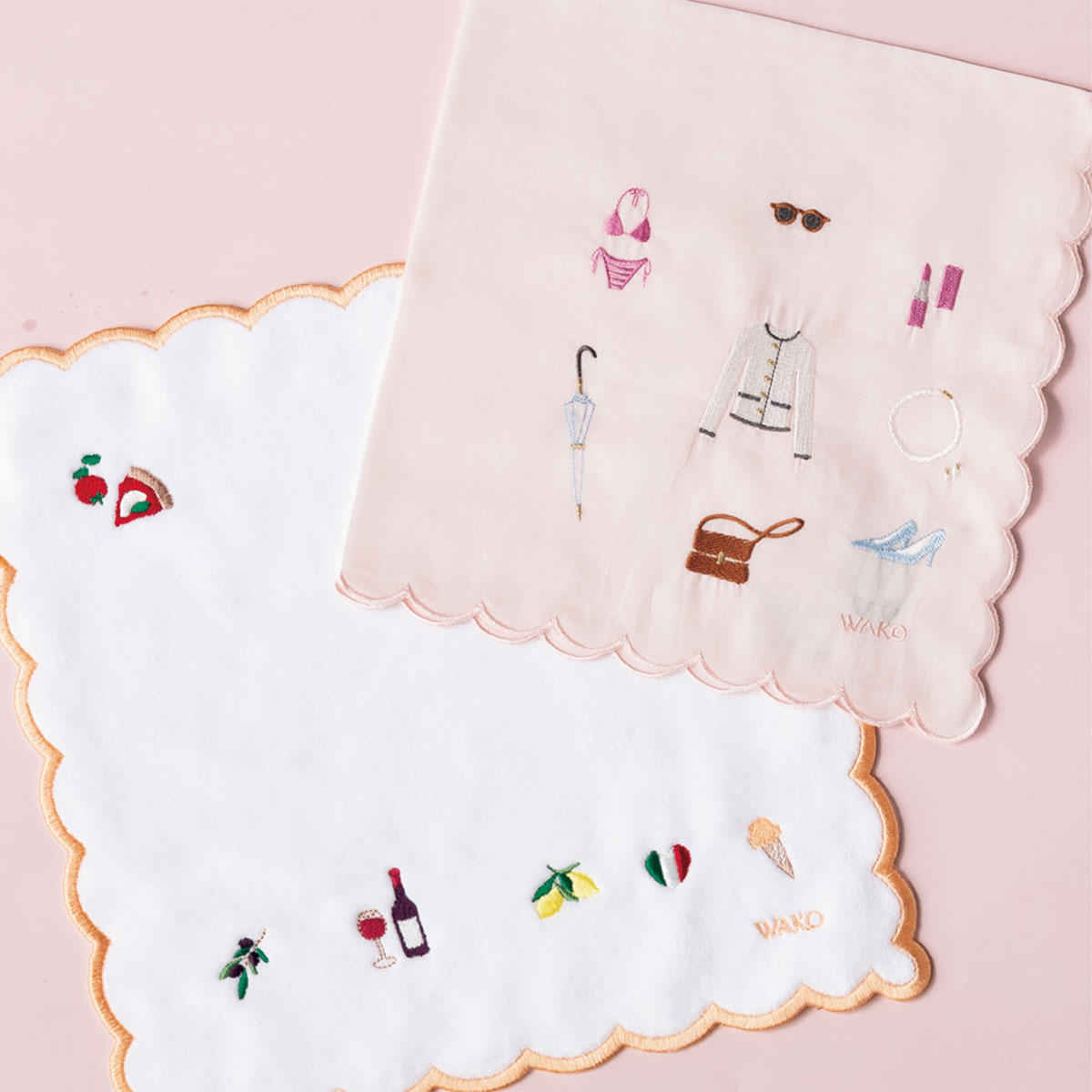 銀座和光の刺繍入りハンカチとタオルハンカチ