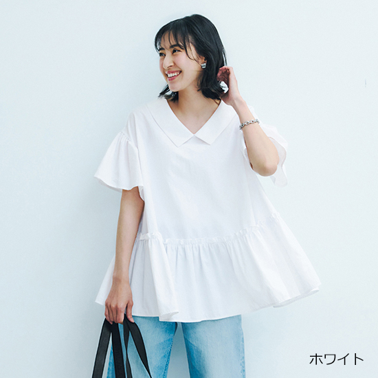 [THREE SQUARE]2WAYタフタブラウス