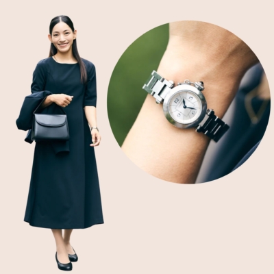 【受験説明会】スマホはバッグに、が大前提！ネイビー服に浮かないママの愛用時計