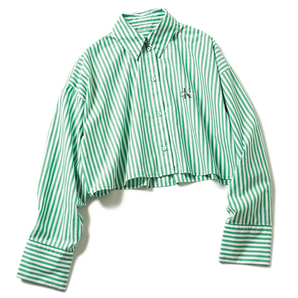 カルバンクラインのショート丈のストライプ柄シャツ