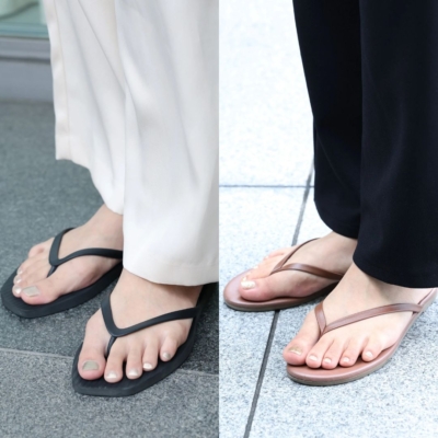 【街ビーサン】はモノトーンコーデできれいめに！セレクトショップで見つけるママ多数
