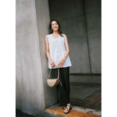 【楽ちんパンツ】で華やぐ！ジレ＆インナーがついた3点セットでコーデ要らず