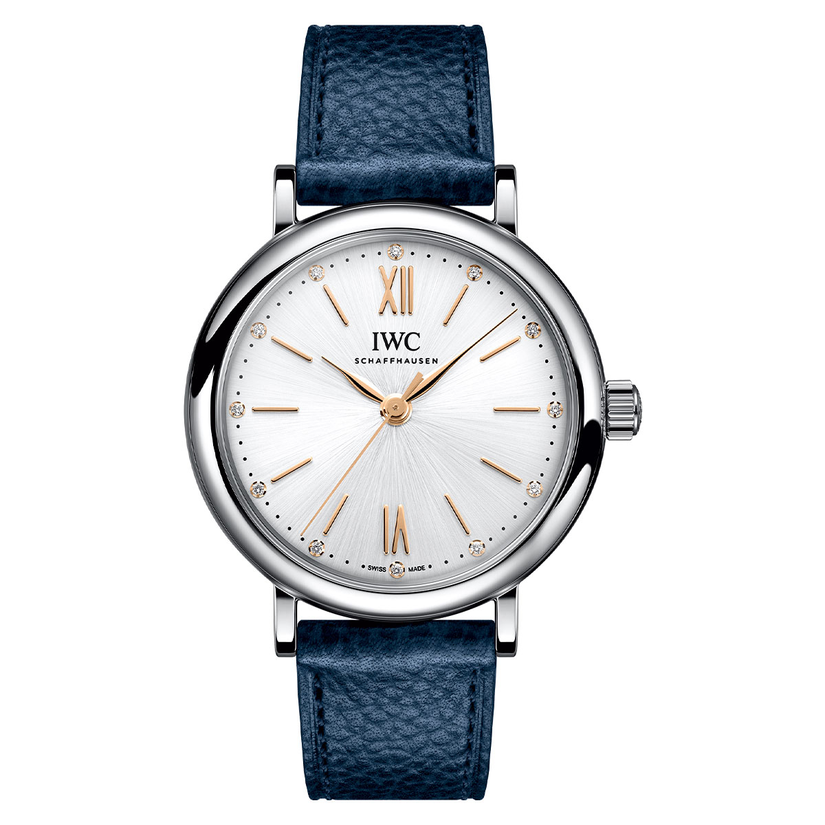 IWCのネイビーベルトの時計「ポートフィノ・オートマティック 34」