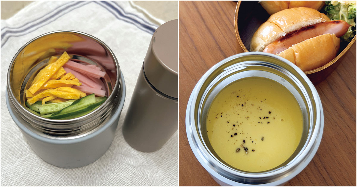 具材たっぷり素麺や冷製スープを入れたスープジャー