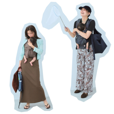 柄パンツ、秋色ワンピetc.【今どき抱っこ紐オシャレ】解答集！ラクして素敵ママが叶う