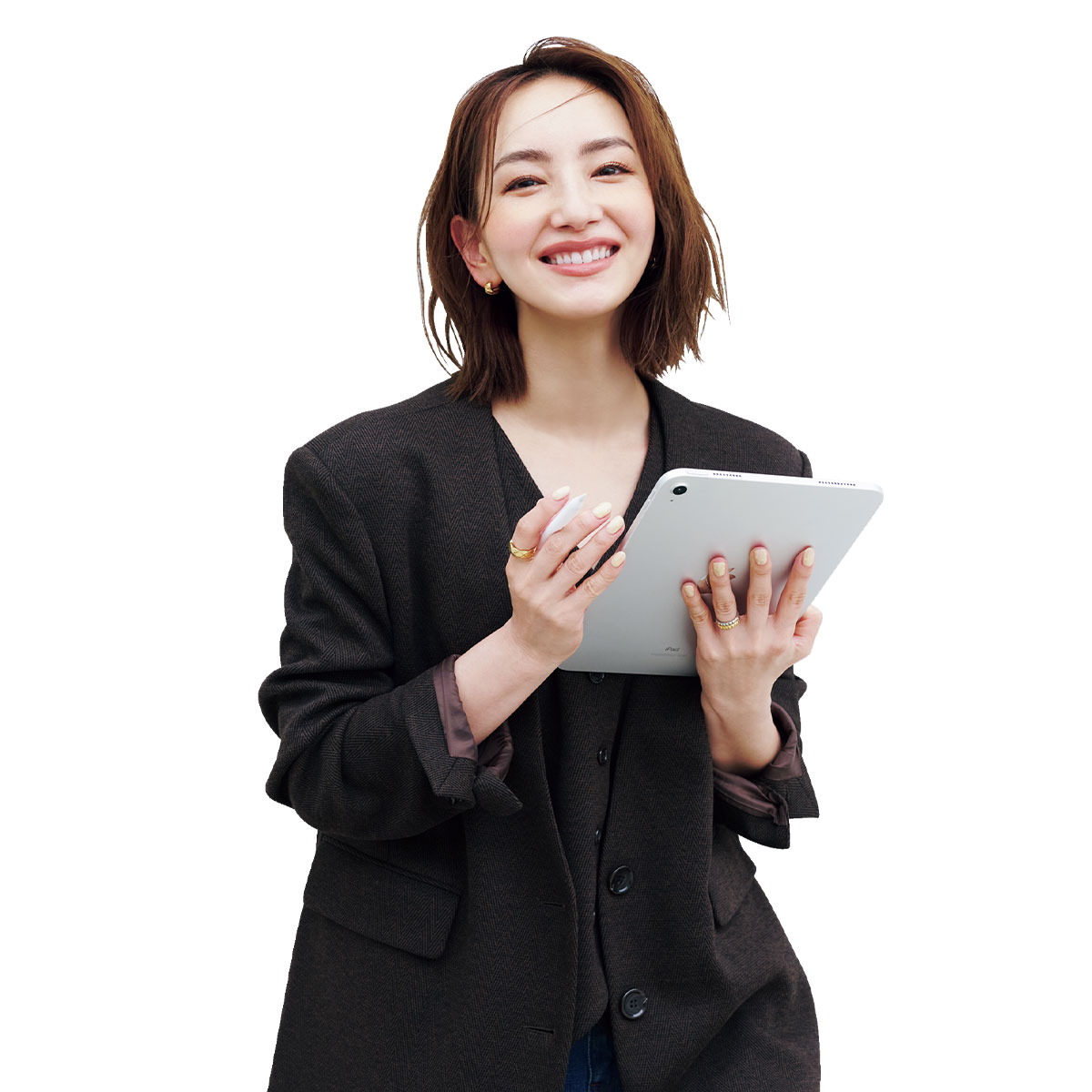 iPadを持った辻元舞さん