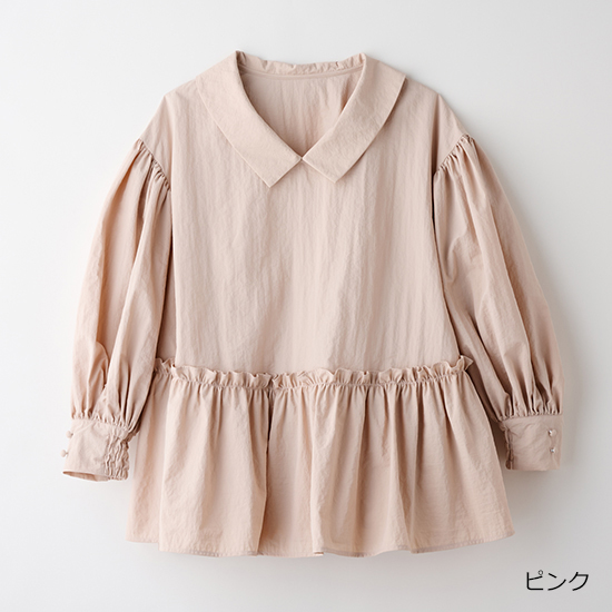 [THREE SQUARE]2WAYタフタロングスリーブブラウス　￥17,600