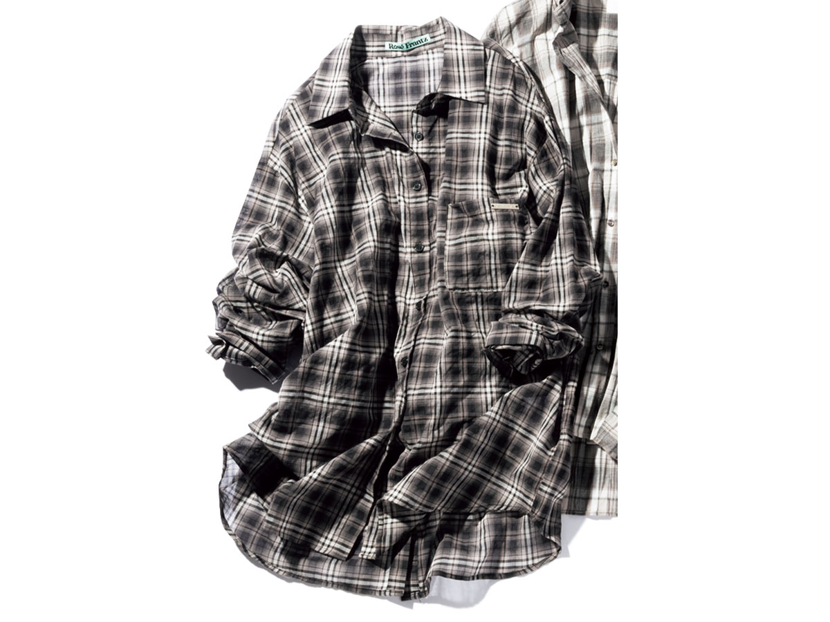 ロゼ フランツのダークグレーのチェック柄シャツ