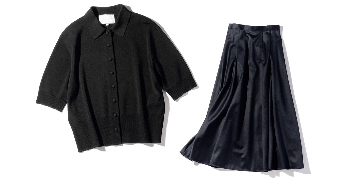 ベイジのポロニットとHER.のスカート