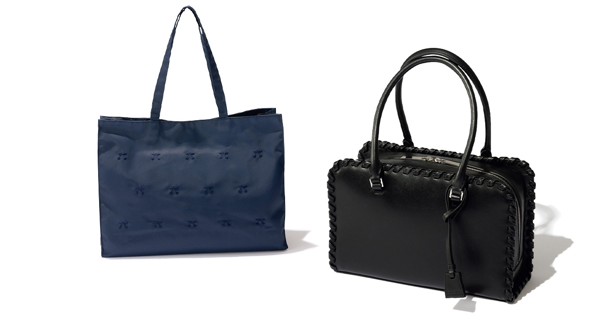 Coco chicのネイビートートバッグとMAISON VASICの黒ハンドバッグ