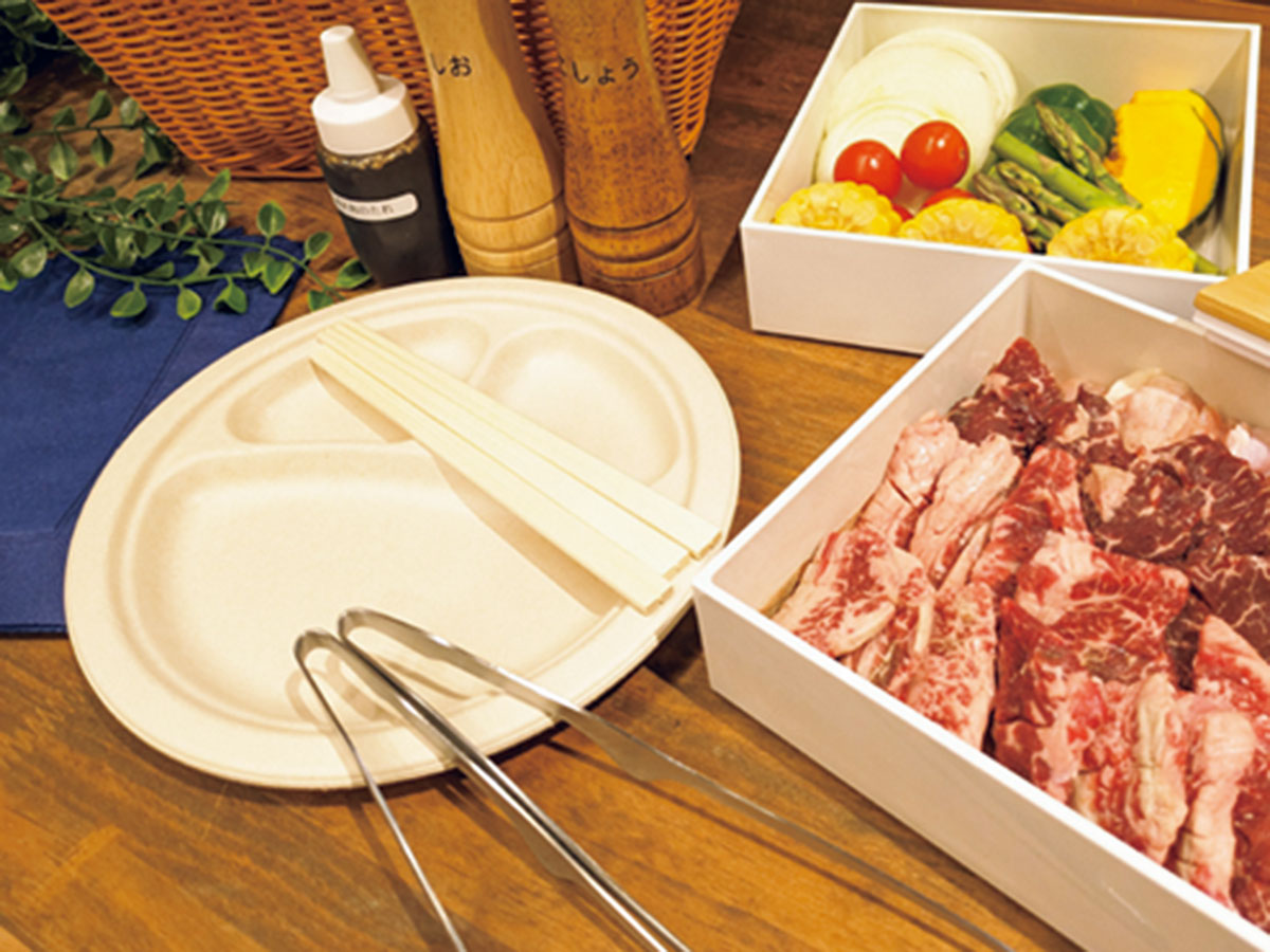 野菜やお肉などのBBQセット